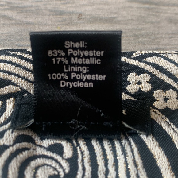 Ann Taylor black and white paisley swirl print skirt with subtle metallic thread - Picture 4 of 5